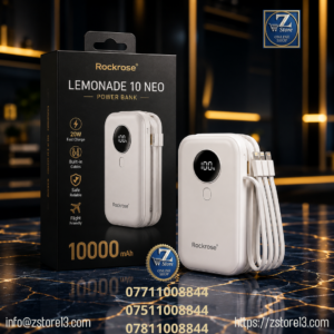 بوربانك روك روز (Rockrose) بقوة 22.5W وسعة 10000mAh مع كابلات مدمجة وشاشة رقمية - بضمان عين الفهد