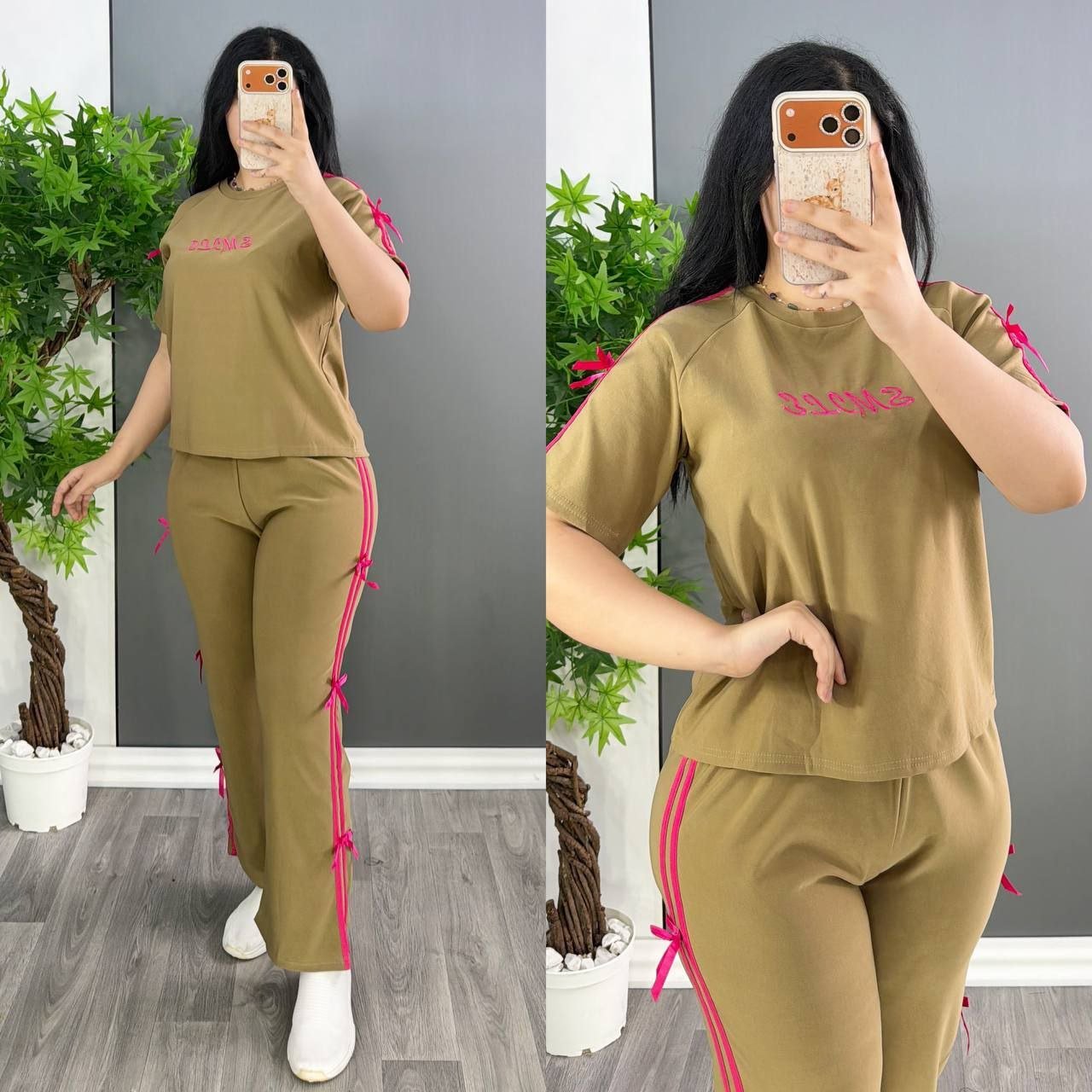 تراك رياضي نسائي صيفي فانيلة ليكرا بتصميم الأشرطة والفيونكات (متعدد القياسات والألوان) - الصورة 3